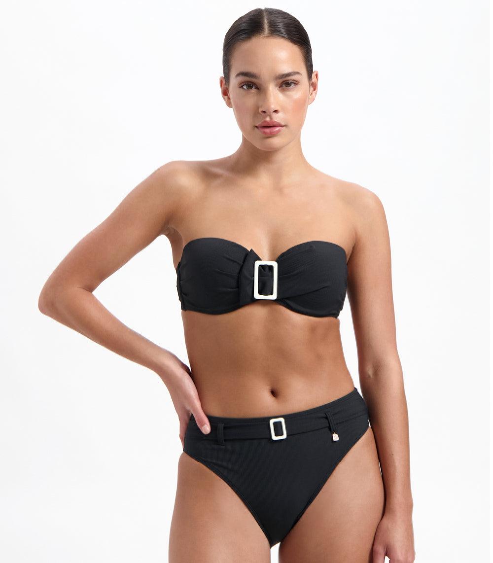 beachlife Vanilla and Black bandeau bikinitop