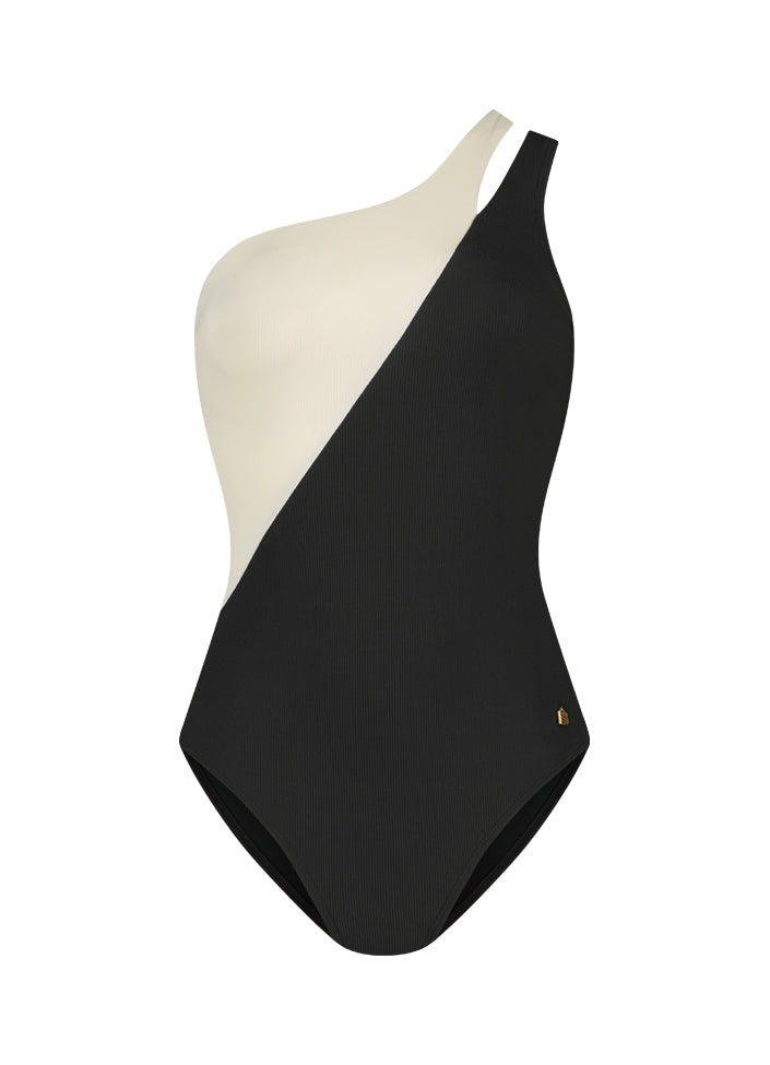 Beachlife Vanilla And Black One Shoulder Badpak