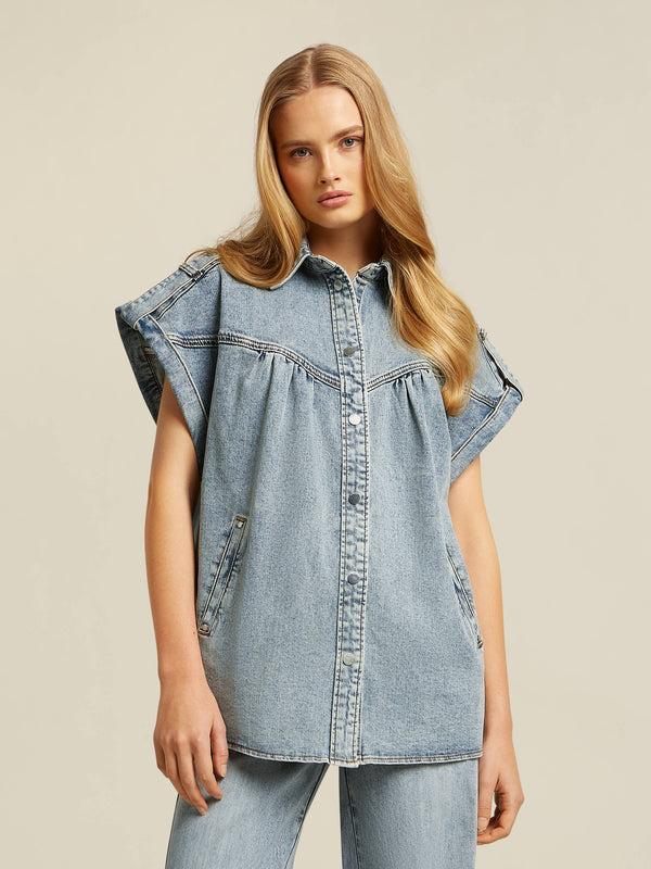 beaumont Vayen Denim Gilet Blue