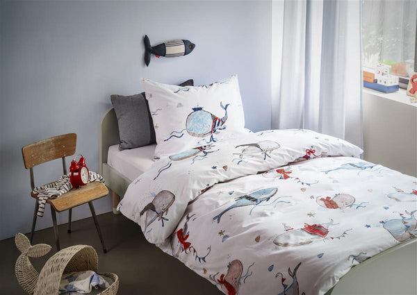 Beddinghouse Beddinghouse Kids Whaletastic Dekbedovertrek - Blauw