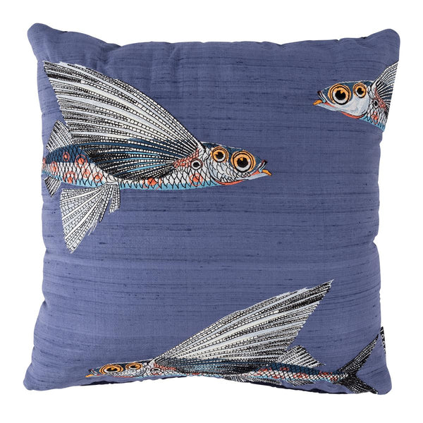 beddinghouse MOOOI Embroidered Flying Coral Fish Sierkussen - 45x45 / 18x18 Inch cm - Blauw