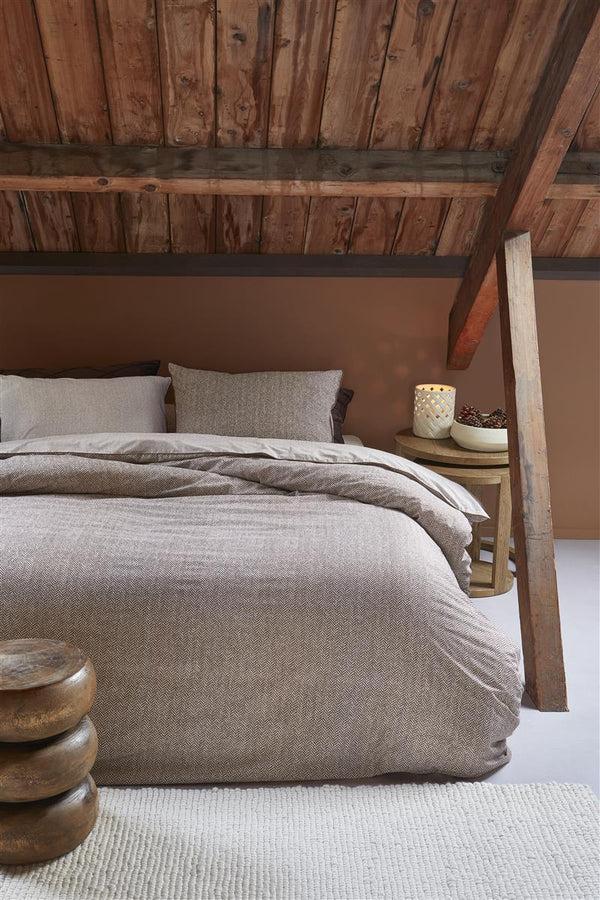 Beddinghouse Riviera Maison Chevron Weave Dekbedovertrek - Bruin