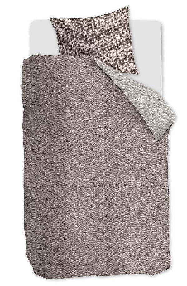 beddinghouse Riviera Maison Chevron Weave dekbedovertrek - Bruin