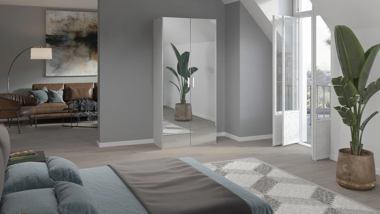 beter bed Draaideurkast Compact met spiegeldeuren