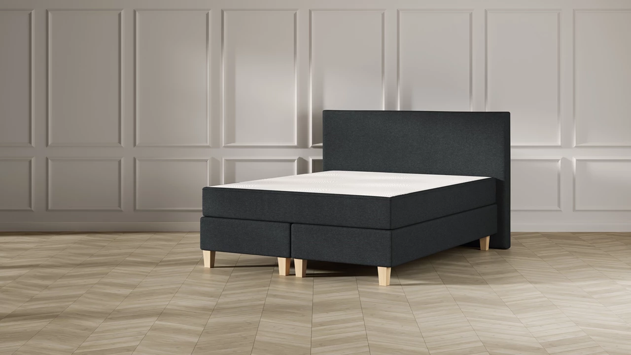 beter bed Boxspring Emma Deluxe Classic vlak met gestoffeerd matras en poot naturel