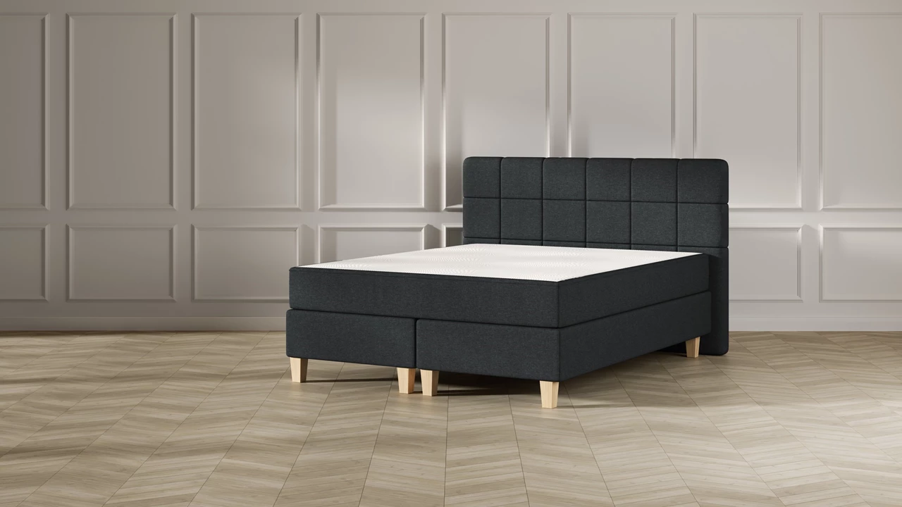 beter bed Boxspring Emma Deluxe Elegant vlak met gestoffeerd matras en poot naturel