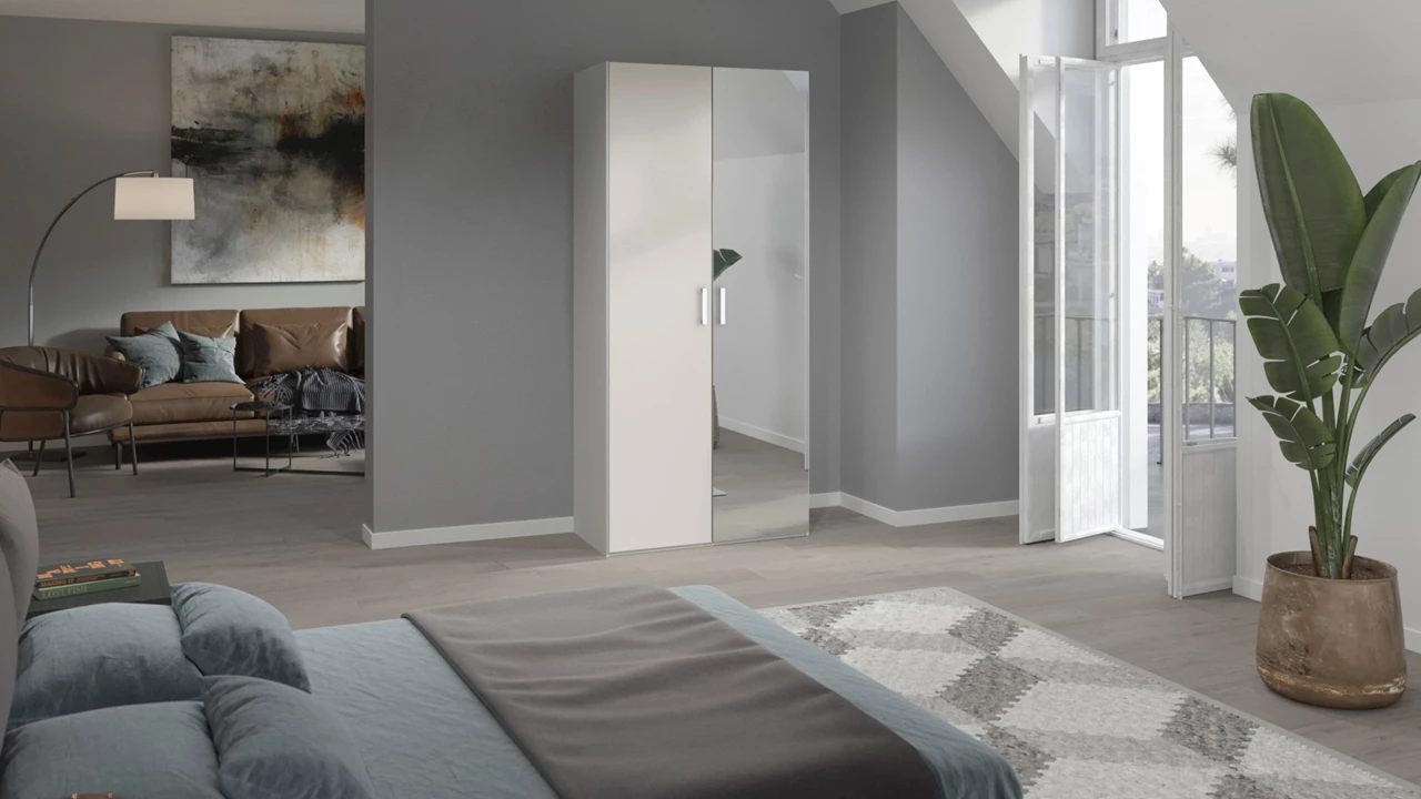 beter bed Draaideurkast Compact met hout- en spiegeldeuren