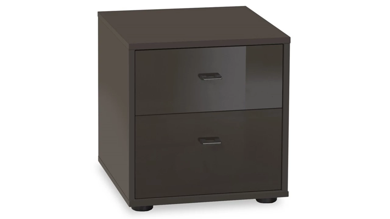 beter bed Nachtkast Suite met glas laden en grepen in chroomkleur