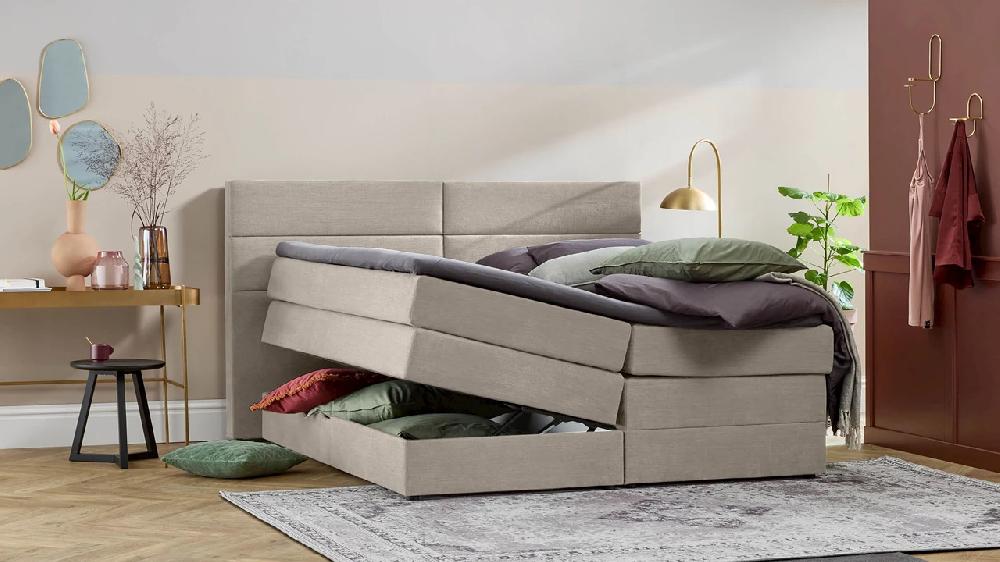 beter bed Opbergboxspring Pearl vlak met gestoffeerd matras