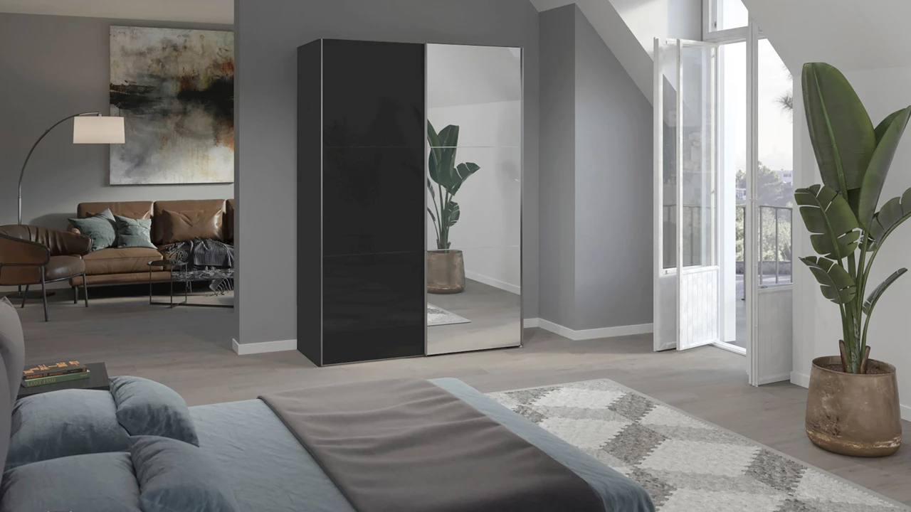 beter bed Schuifdeurkast Kixx met glas- en spiegeldeuren