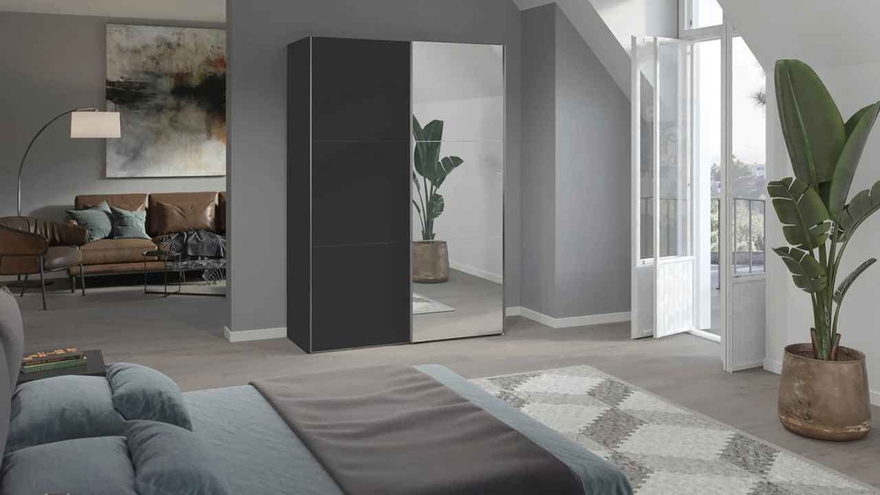 beter bed Schuifdeurkast Kixx met hout- en spiegeldeuren