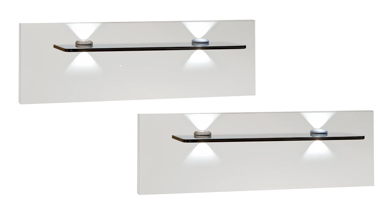 beter bed Set nachtkast panelen met glas en verlichting Bienne