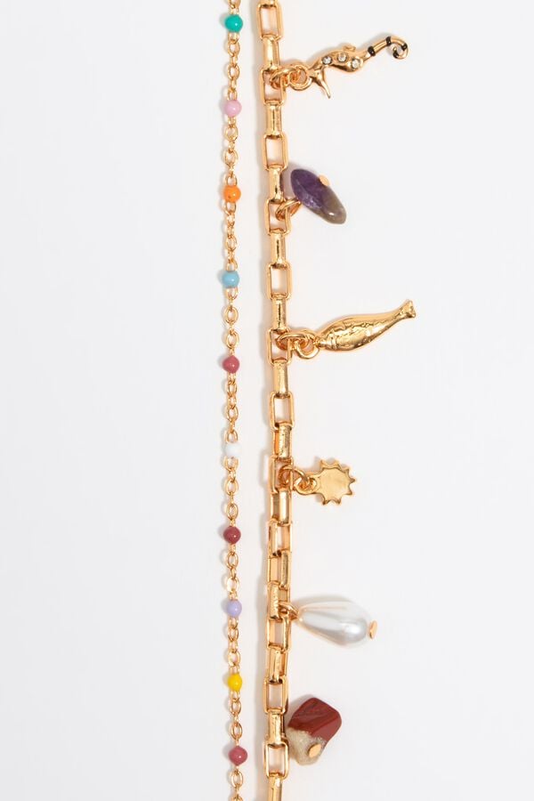 Bimba & Lola Armband Meerdere Strengen En Stenen Vis Goudkleurig