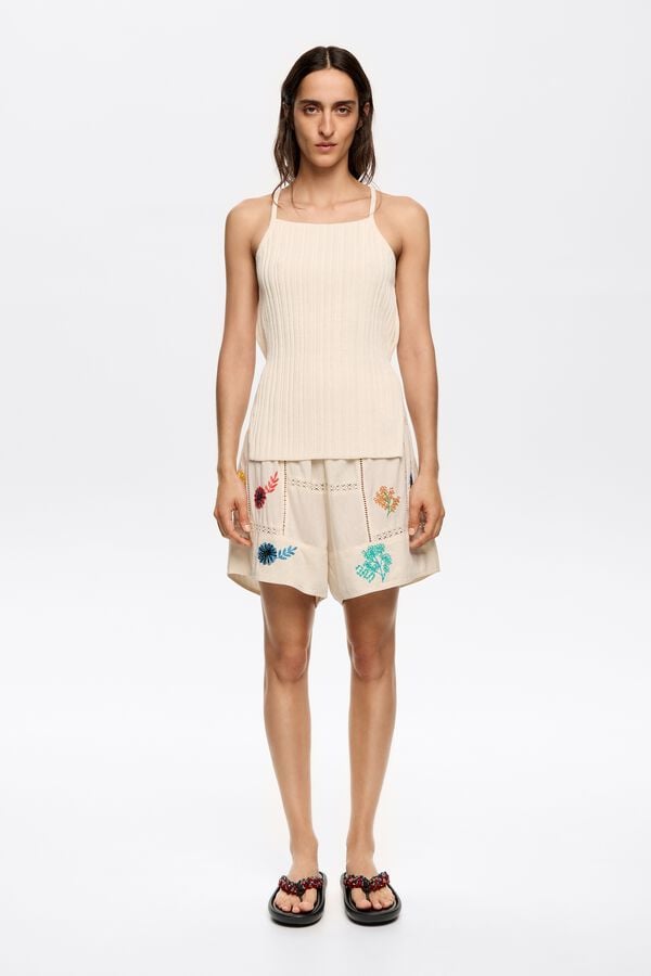 bimba & lola Bermuda borduursel veelkleurig crème