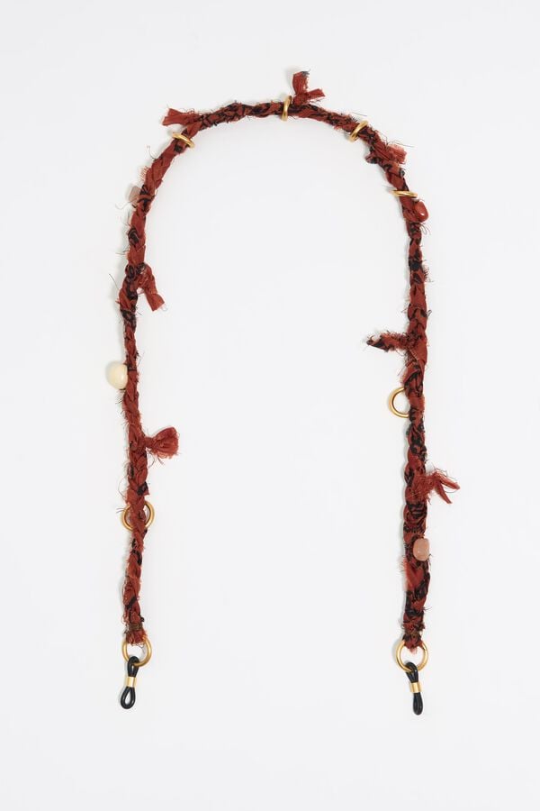 Bimba & Lola Brillenkoord Paisley Stof Knoop Bruin