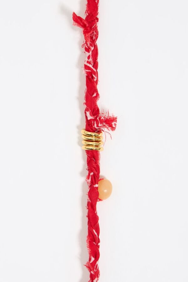 Bimba & Lola Brillenkoord Paisley Stof Knoop Rood