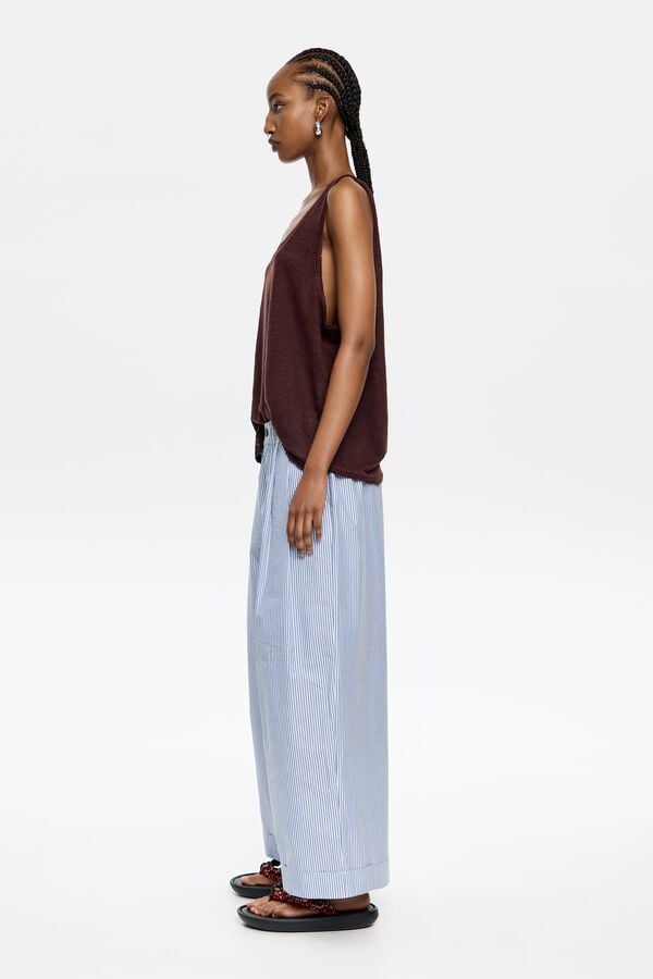 Bimba & Lola Broek Bandplooien Strepen Blauw