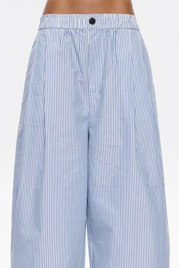 Bimba & Lola Broek Bandplooien Strepen Blauw