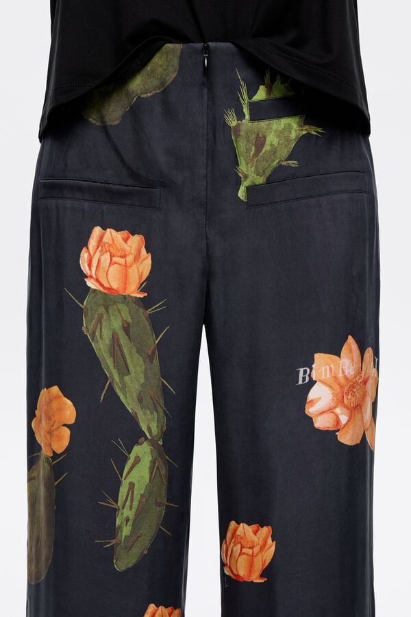 Bimba & Lola Broek Recht Lyocell Cactus Zwart