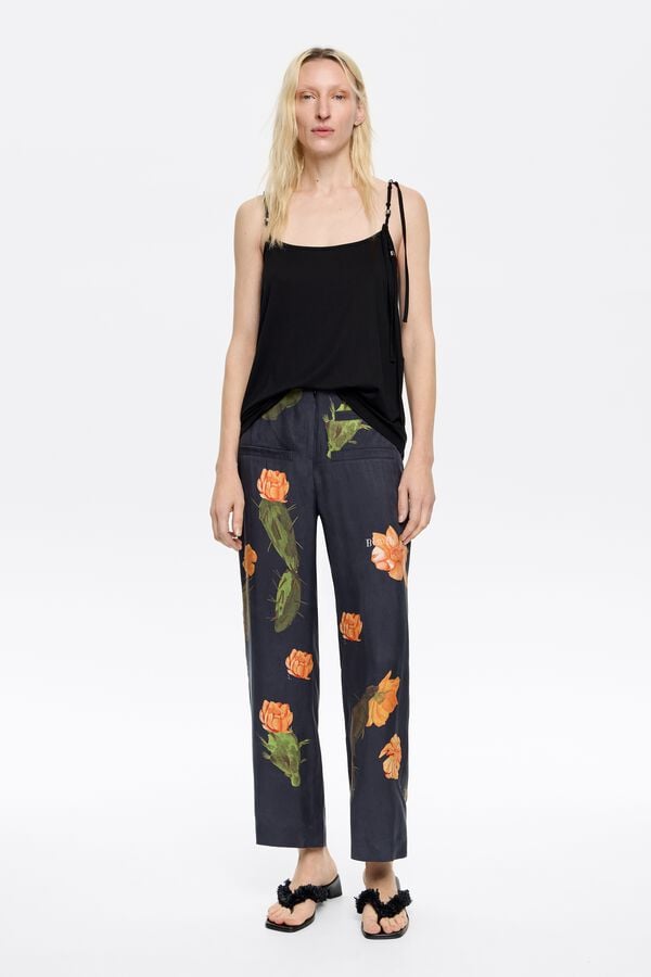bimba & lola Broek recht lyocell Cactus zwart