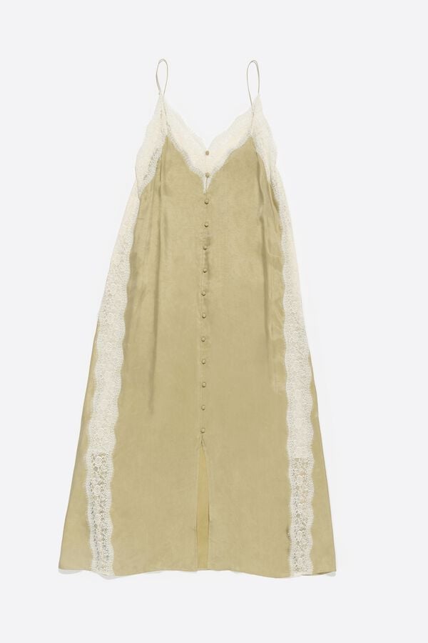 bimba & lola Jurk bandjes kant lichtkaki