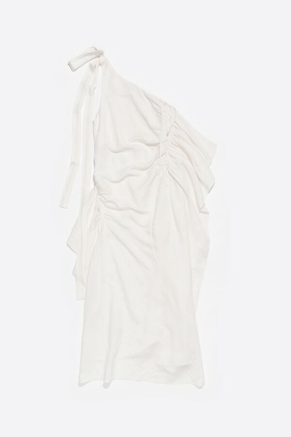 Bimba & Lola Jurk Linnen Gerimpeld Maxisjaals Wit