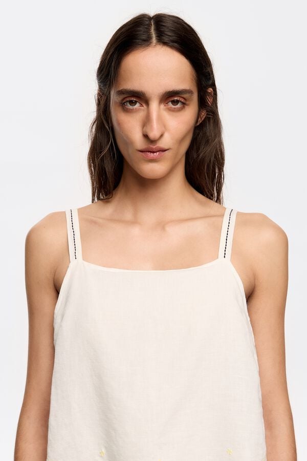 Bimba & Lola Jurk Overlay Linnen Crème