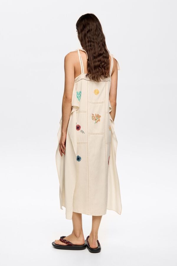 Bimba & Lola Jurk Sjaal Borduursel Veelkleurig Crème