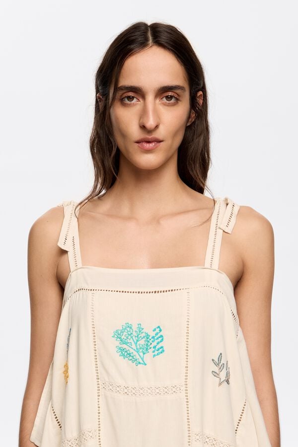 Bimba & Lola Jurk Sjaal Borduursel Veelkleurig Crème