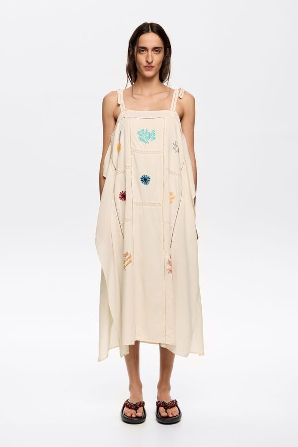 bimba & lola Jurk sjaal borduursel veelkleurig crème