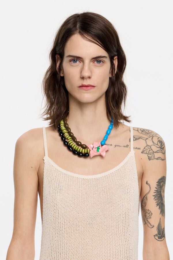 Bimba & Lola Ketting Bloem En Kralen Aardewerk