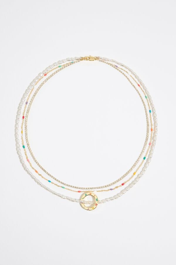 Bimba & Lola Ketting Logo Kristallen Veelkleurig