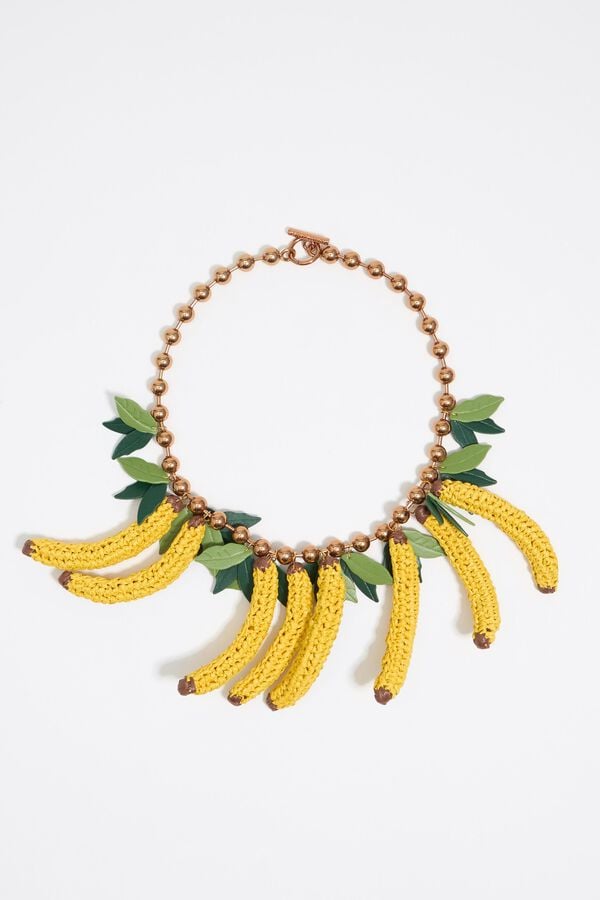 Bimba & Lola Ketting Raffia Bananen Geel