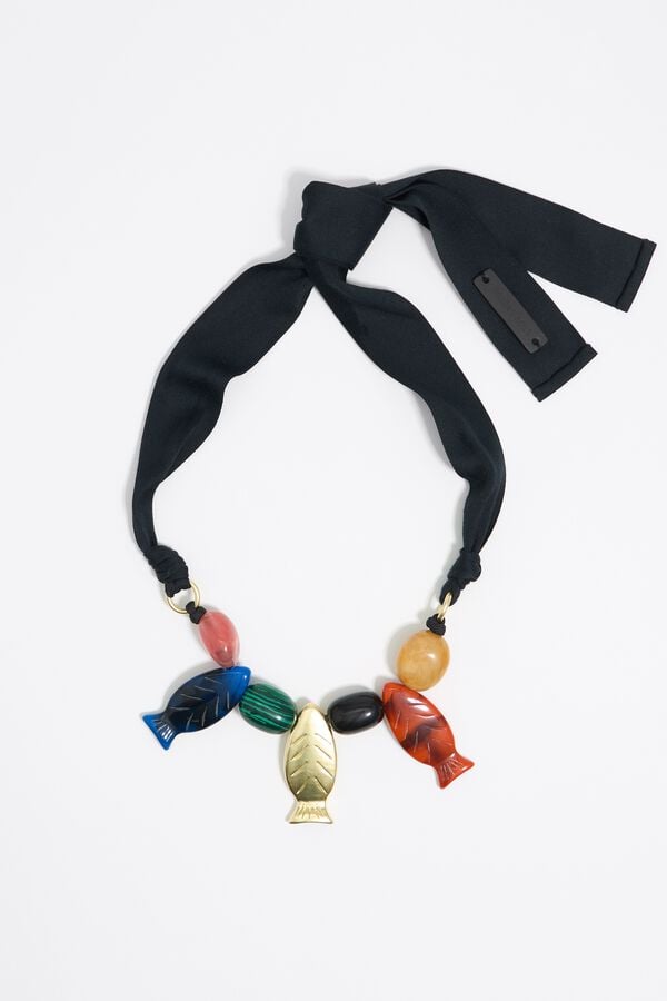 bimba & lola Ketting vissen en stenen veelkleurig