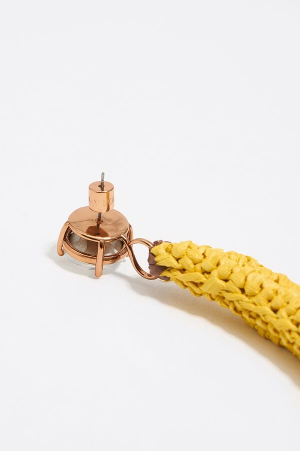 Bimba & Lola Oorbel Raffia En Kristal Banaan