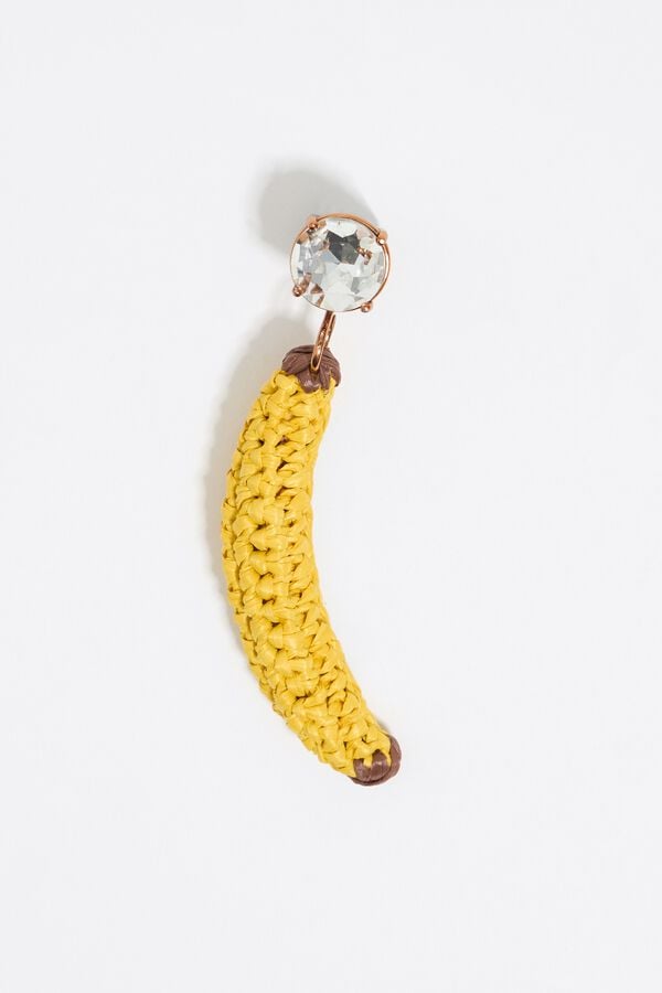 Bimba & Lola Oorbel Raffia En Kristal Banaan