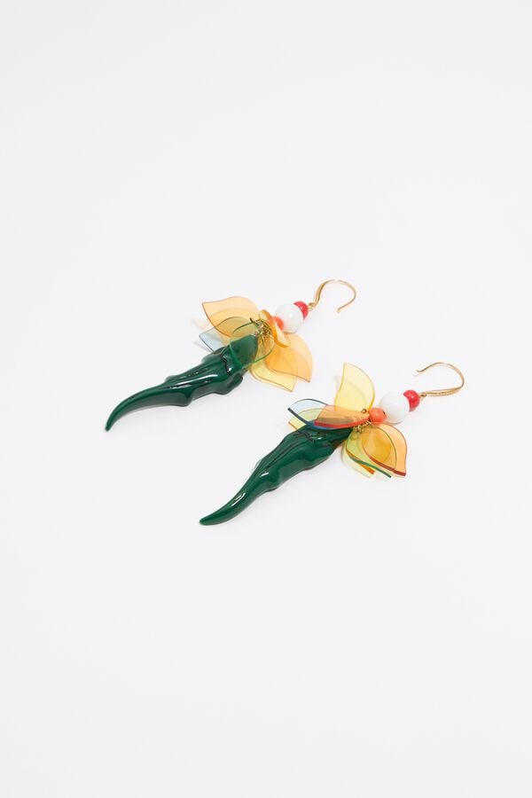 Bimba & Lola Oorbellen Krokodil En Bladeren Groen