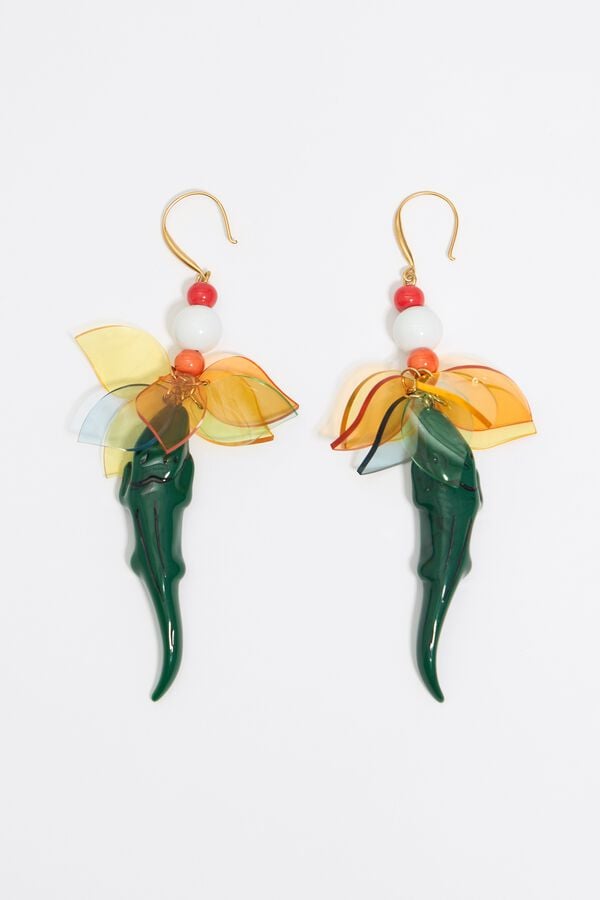 bimba & lola Oorbellen krokodil en bladeren groen