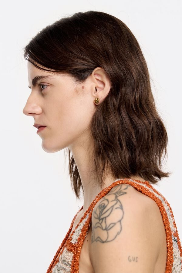 Bimba & Lola Oorbellen Logo Munt Goudkleurig