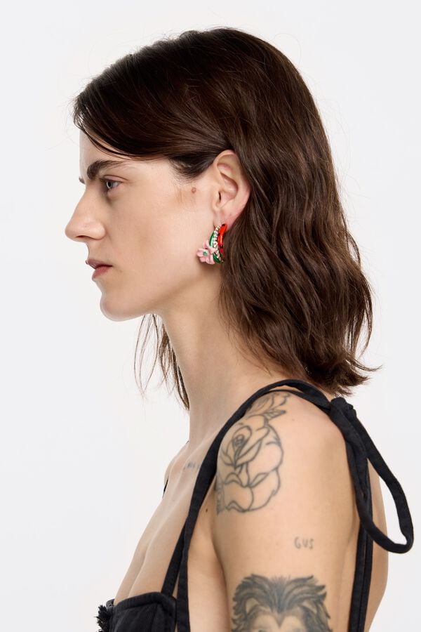 Bimba & Lola Oorringen Bloem Email Roze