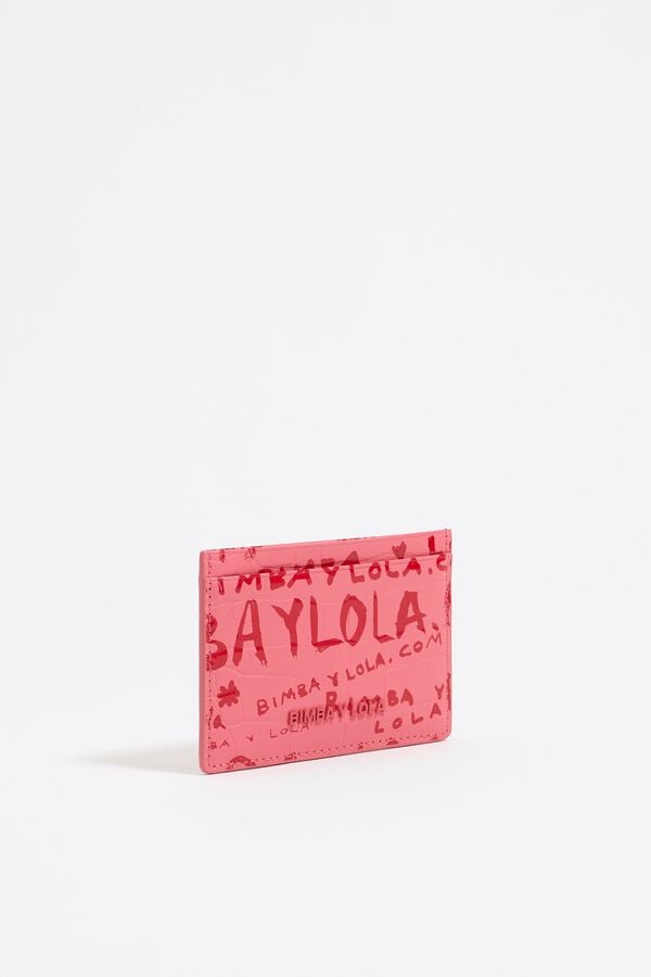 bimba & lola Pasjeshouder krokostructuur aardbei