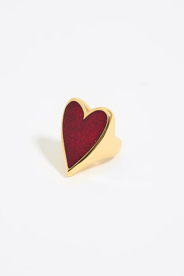 bimba & lola Ring hart glitter rood