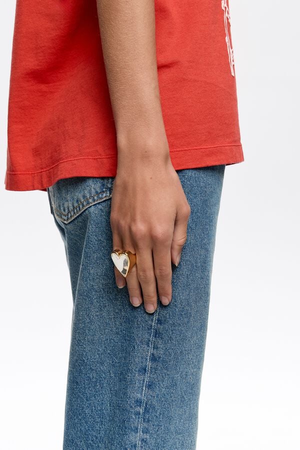 Bimba & Lola Ring Hart Kristal Goudkleurig