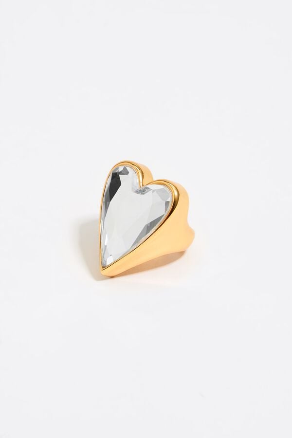 bimba & lola Ring hart kristal goudkleurig