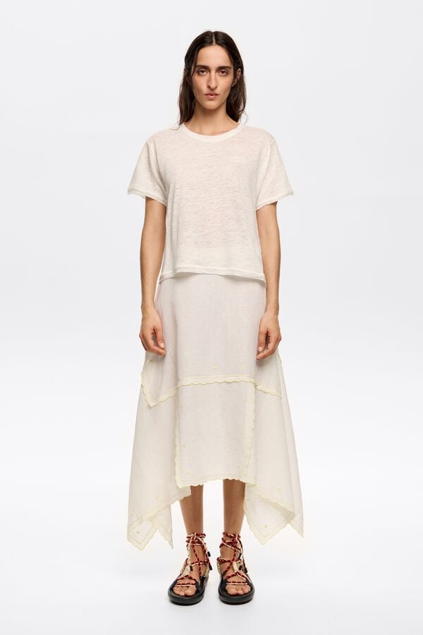 bimba & lola Rok midi onregelmatig borduursel crème