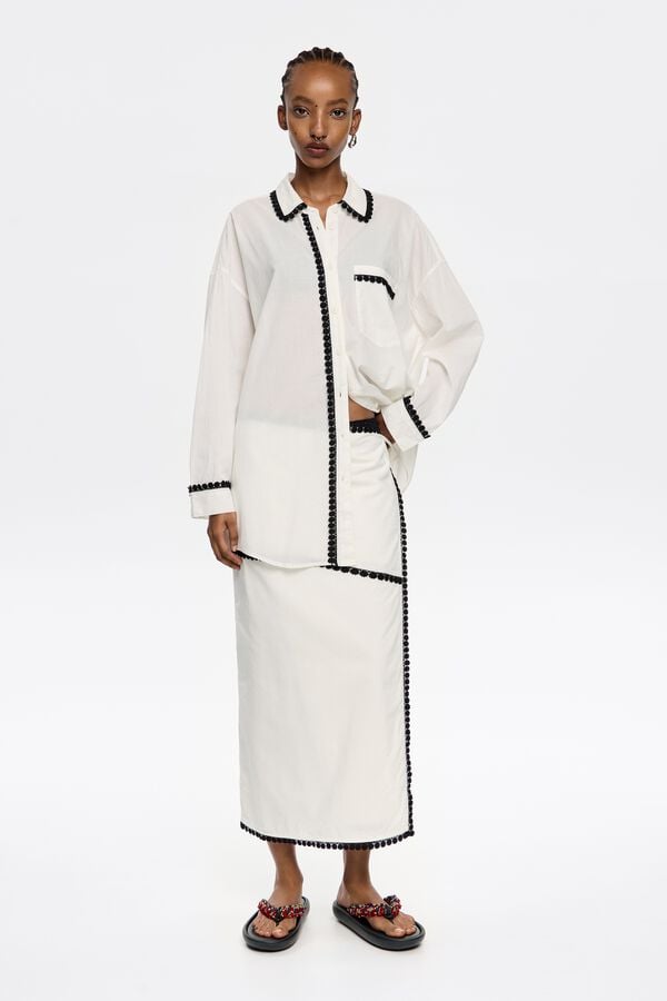 bimba & lola Rok pareo borduurreliëf wit