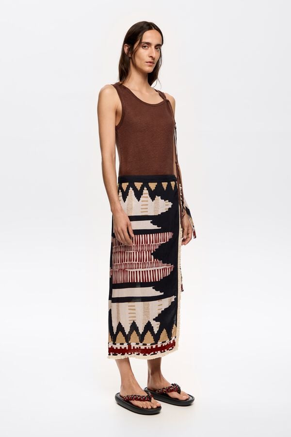 Bimba & Lola Rok Pareo Ikat Zwart