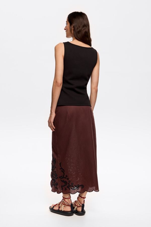 Bimba & Lola Rok Strikken En Borduursel Donkerbruin