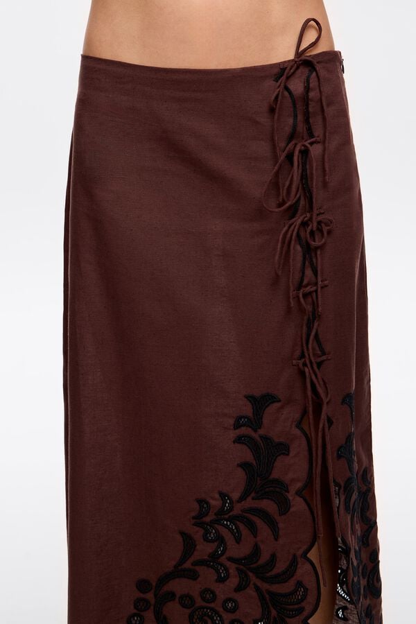 Bimba & Lola Rok Strikken En Borduursel Donkerbruin