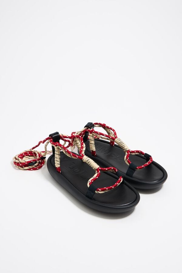 Bimba & Lola Sandaal Boot Touwtjes Nautische Kleuren